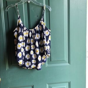 Blue crop top with white flowers